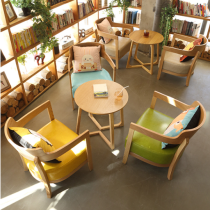 北欧咖啡厅沙发休闲甜品饮品奶茶店洽谈卡座实木书吧桌椅组合简约