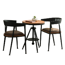 铁艺休闲餐椅洽谈椅子美式实木餐厅椅奶茶店咖啡厅桌椅组合