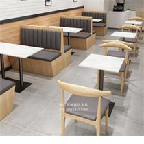 餐厅卡座沙发商用靠墙咖啡汉堡奶茶烧烤火锅饭店餐饮桌椅组合实木