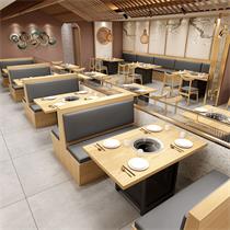 火锅卡座沙发凳定制餐桌餐厅桌椅组合靠墙板式奶茶店桌子餐饮家具